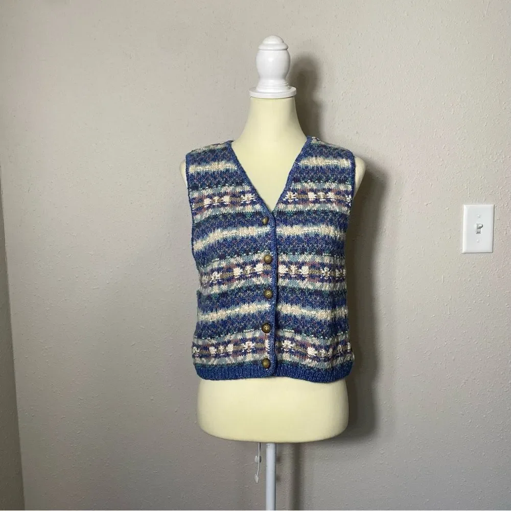 Vintage 90's L.L Bean Jacquard Fair Isle Knit Sweater Vest Women's Size Medium